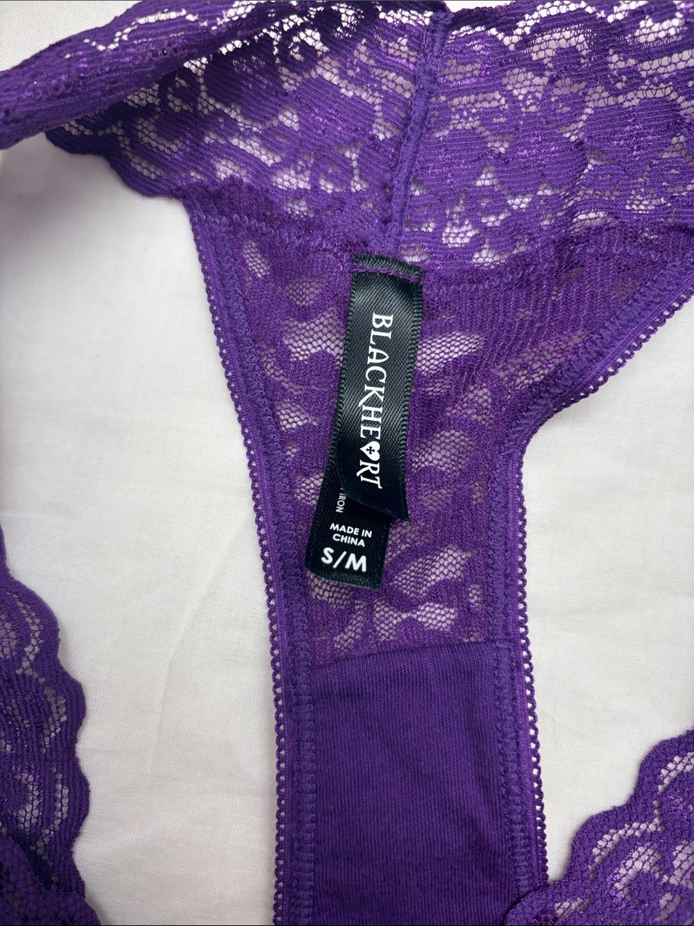 NWOT Blackheart Purple Lace Thong - Picture 4 of 4